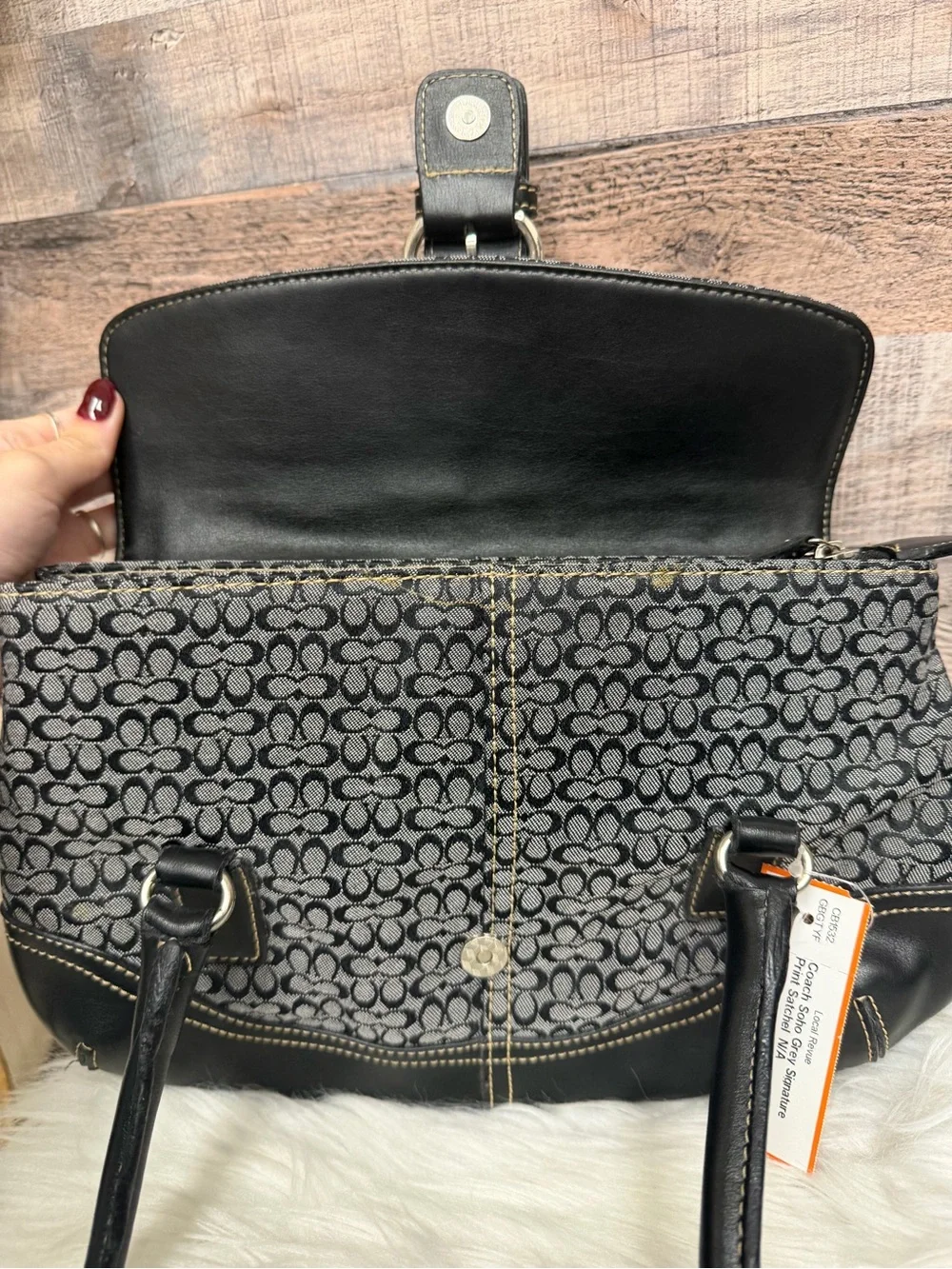 Coach Soho Gray Signature Print Satchel